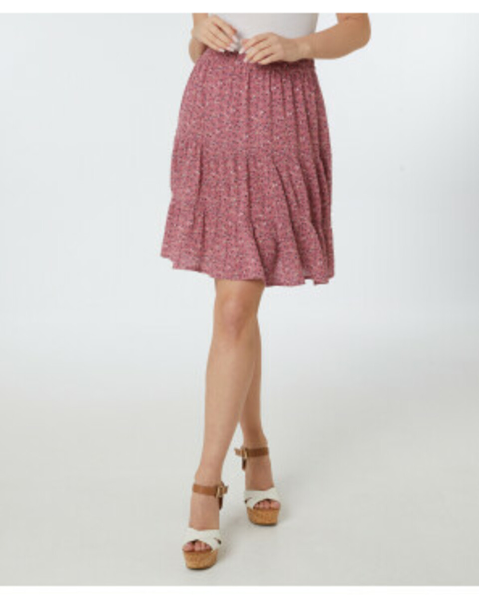 Bild 1 von Frühlingshafter Rock, Janina, elastischer Bund, dunkelrosa bedruckt