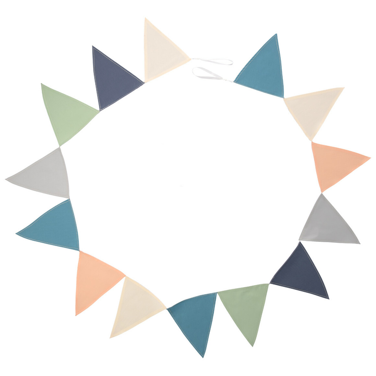 Bild 1 von Wimpelgirlande mit 14 Wimpeln HELLBLAU / SCHILFGRÜN / CREME