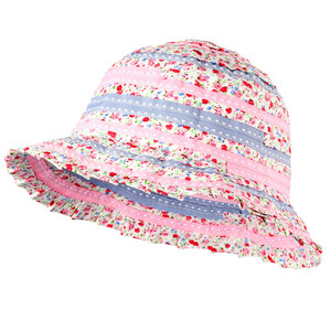 Mädchen Hut mit floralem Muster ROSA / DUNKELLILA