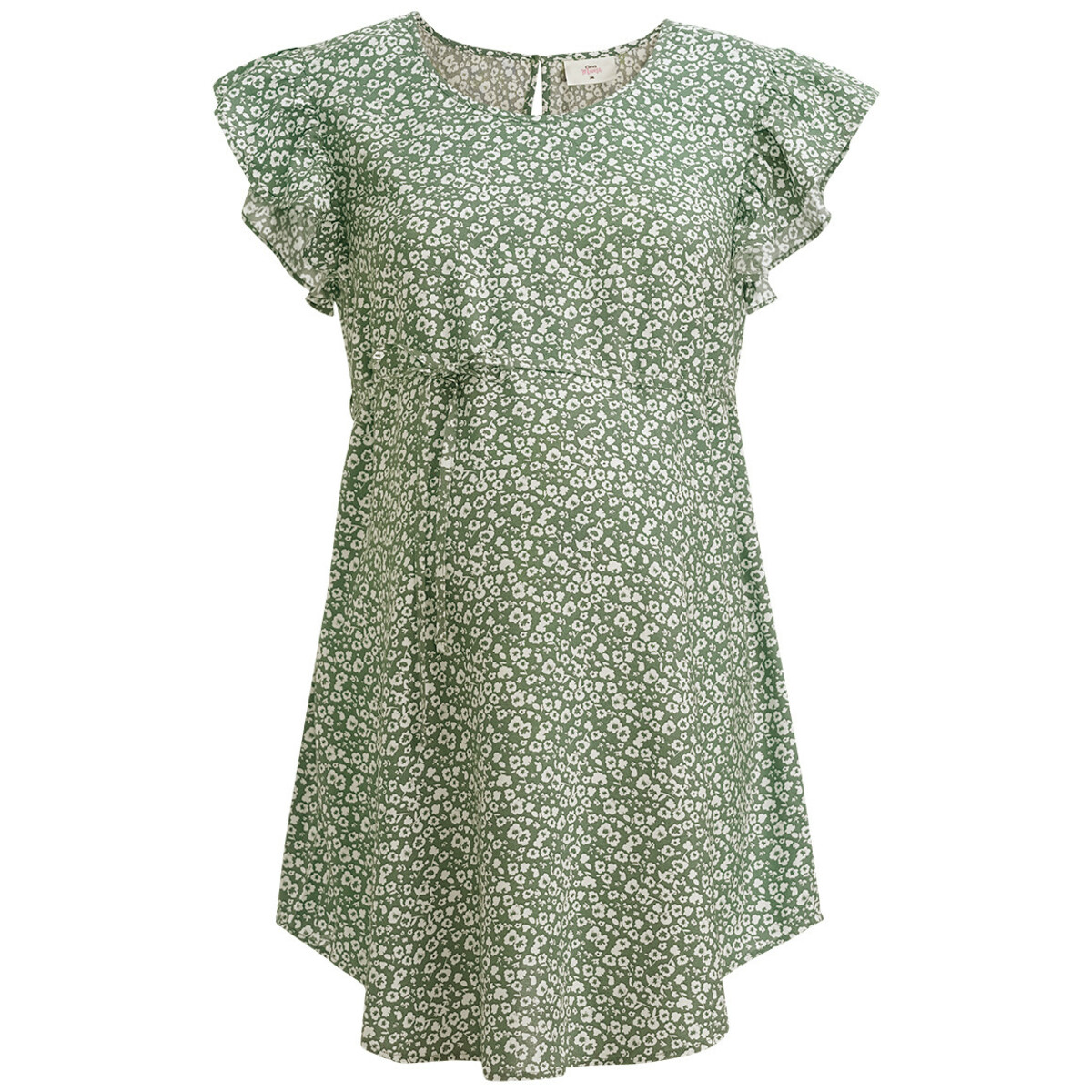 Bild 1 von Damen Umstands-Bluse mit Flügelärmeln GRÜN / WEISS