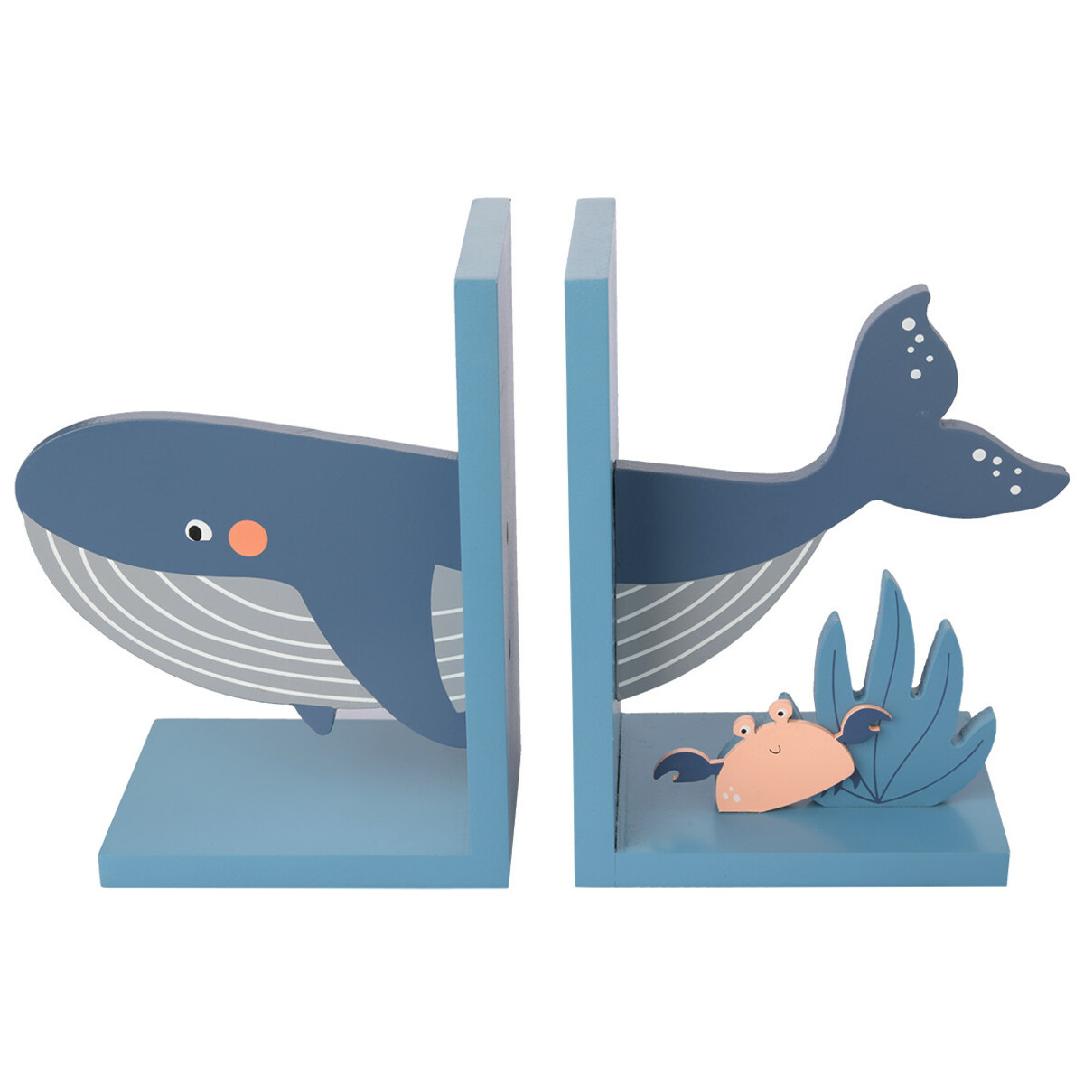 Bild 1 von 2er Set Buchstützen mit Wal-Motiv BLAU / DUNKELBLAU