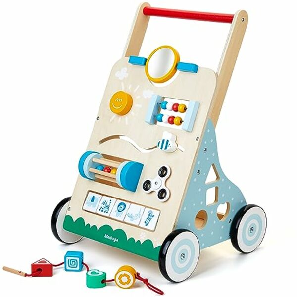 Bild 1 von Lauflernwagen holz 10 in 1 Verwendung als Laufwagen Baby Lauflernhilfe Holz mit gummierten Holzrädern und Activity Center Gehfrei Lauflernhilfe Baby Spielzeug für Jungen und Mädchen