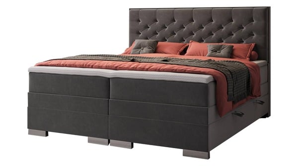 Bild 1 von Boxspringbett 160 x 200 cm mit Bettkasten grau - LANCIANO