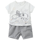 Bild 1 von Newborn Overall mit Dschungeltier-Motiv WEISS / GRAU