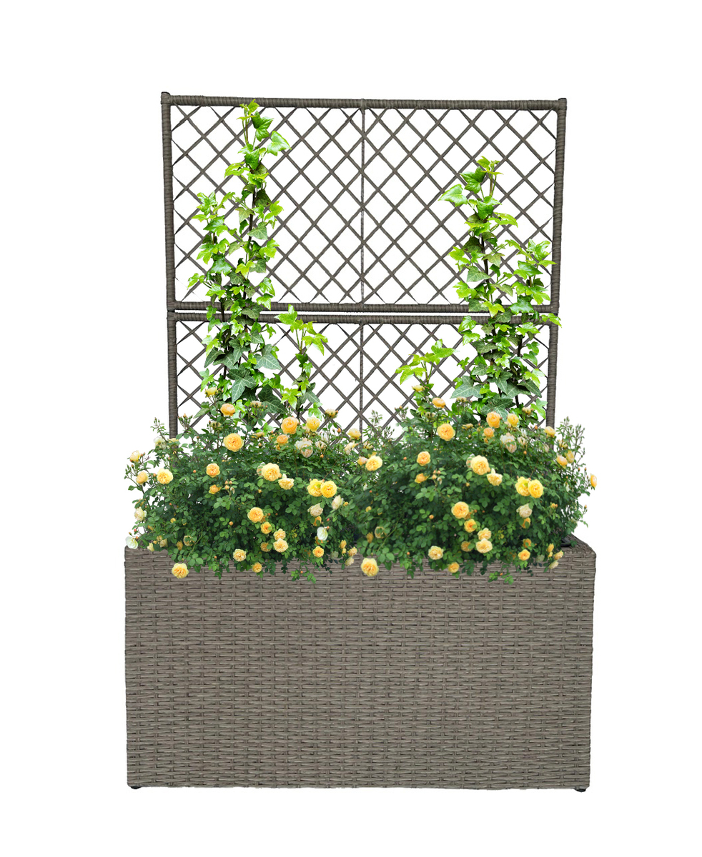 Bild 1 von HC Garten & Freizeit Rattan Hochbeet aus Stahlgeflecht mit drei inneren Plastiktöpfen