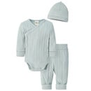 Bild 1 von Newborn Wickelbody, Hose und Mütze im Set SALBEI