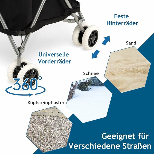 Bild 2 von COSTWAY Faltbarer Einkaufstrolley mit Rädern, Kapazität 90 L/55 kg