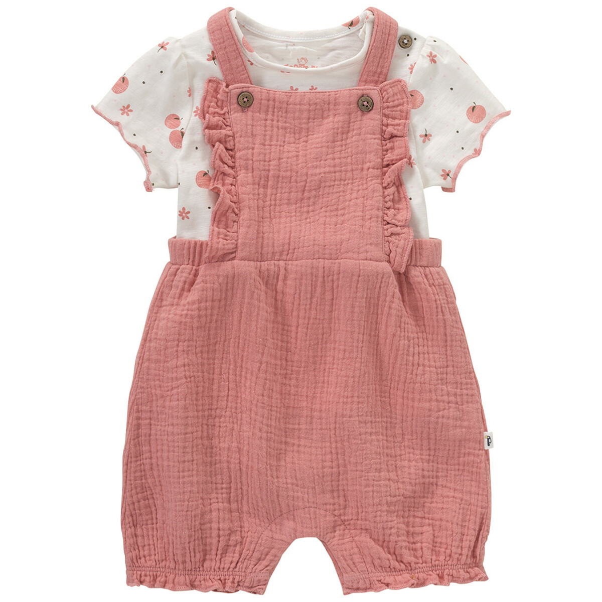 Bild 1 von Newborn Overall und T-Shirt im Set DUNKELROSA / WEISS