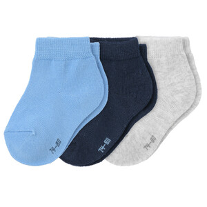 3 Paar Baby Socken in verschiedenen Farben DUNKELBLAU / BLAU / HELLGRAU