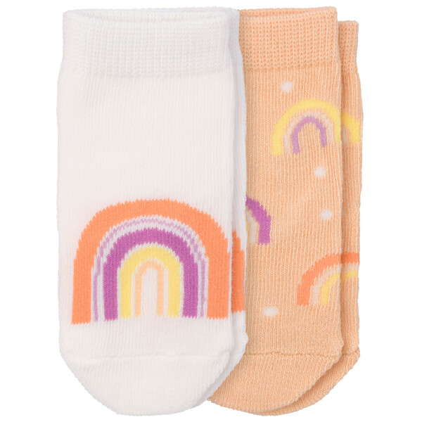 Bild 1 von 2 Paar Newborn Socken mit Regenbogen WEISS / HELLORANGE