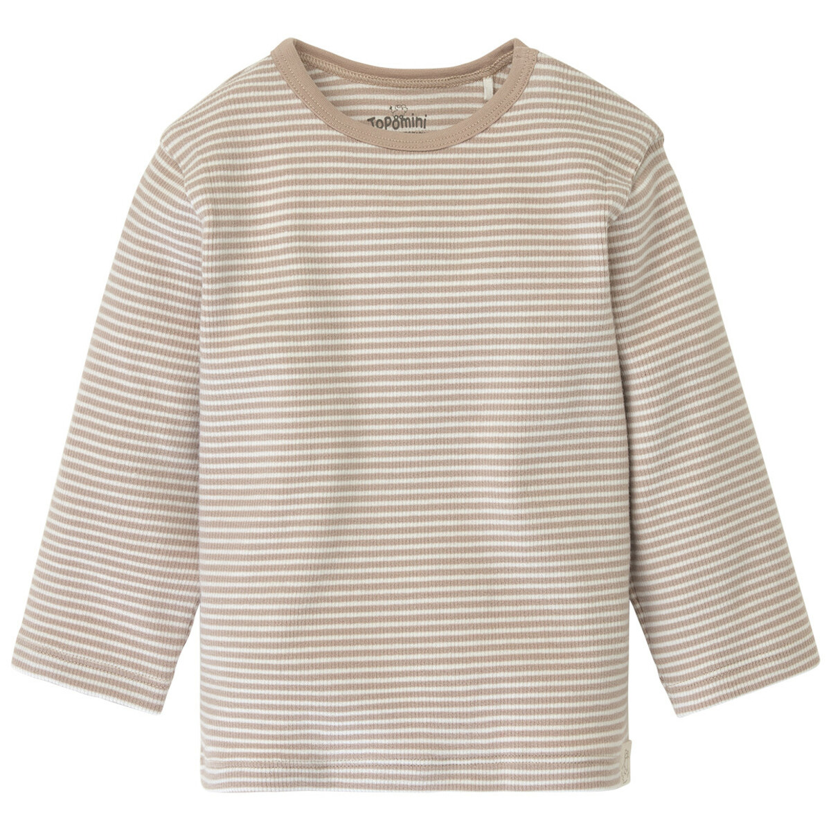 Bild 1 von Newborn Langarmshirt mit Rippstruktur HELLBRAUN / WEISS