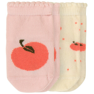 2 Paar Newborn Socken mit Orangen ROSA / CREME