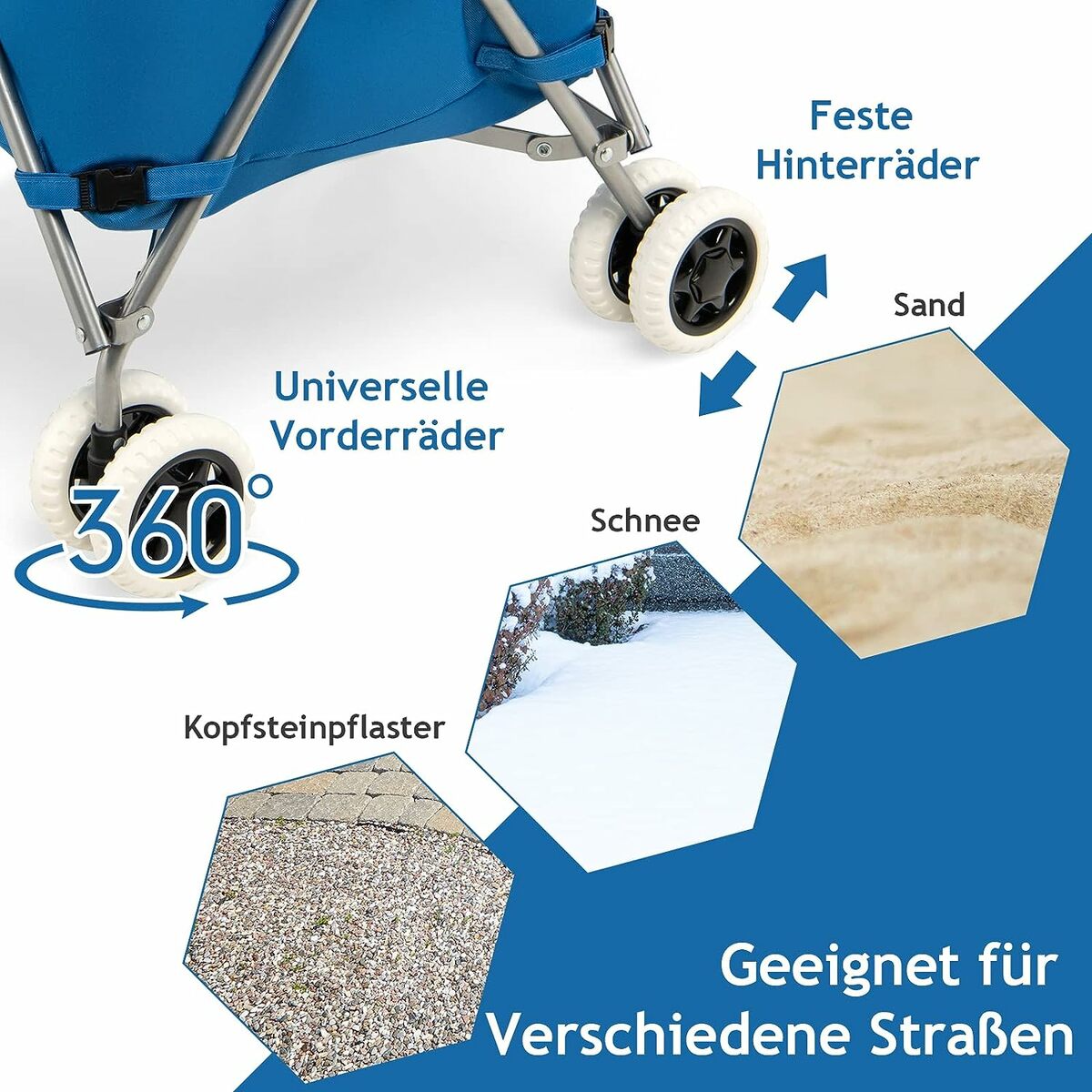 Bild 2 von COSTWAY Faltbarer Einkaufstrolley mit Rädern, Kapazität 90 L/55 kg