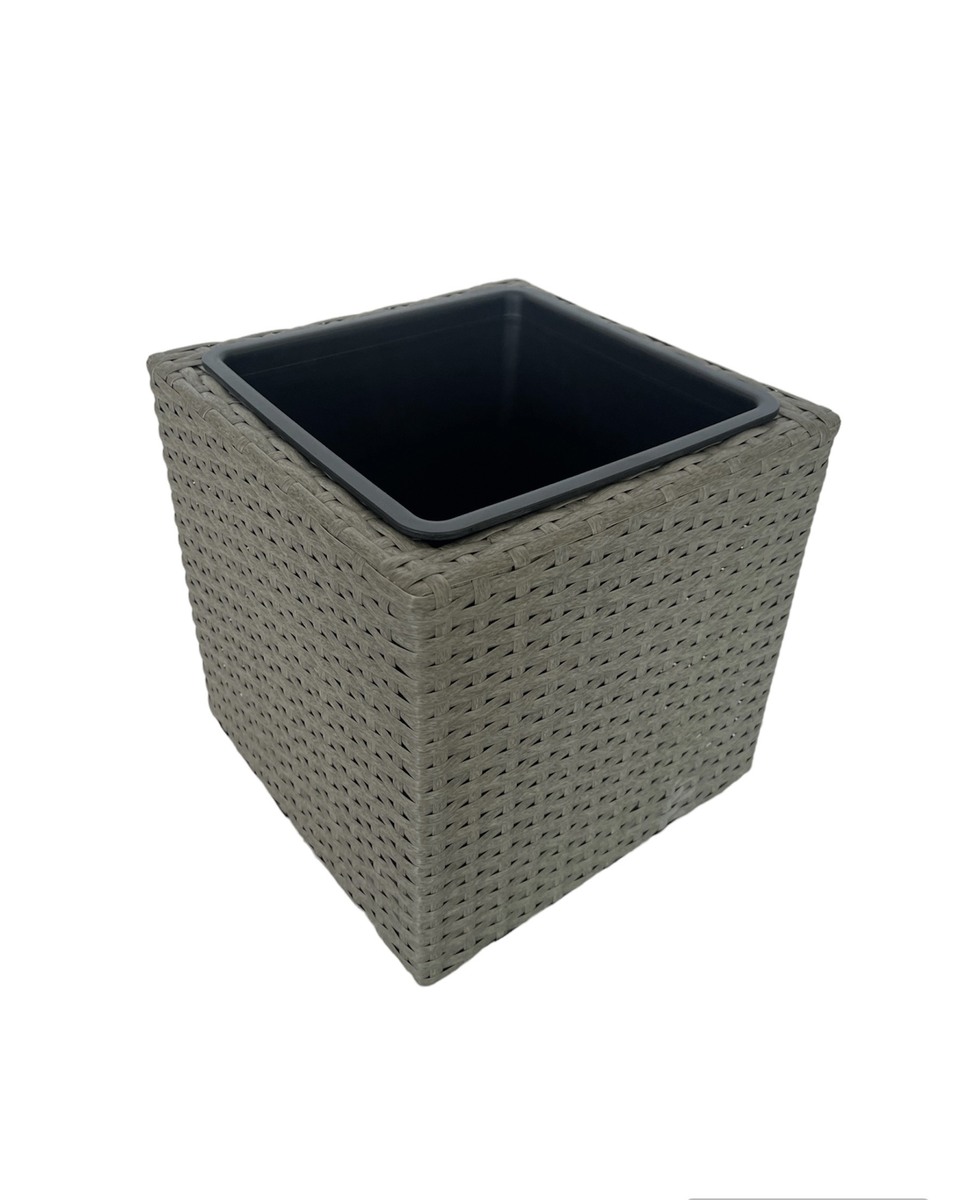 Bild 1 von HC Garten & Freizeit Blumentopf Rattan Optik mit Plastiktöpfen quadratisch