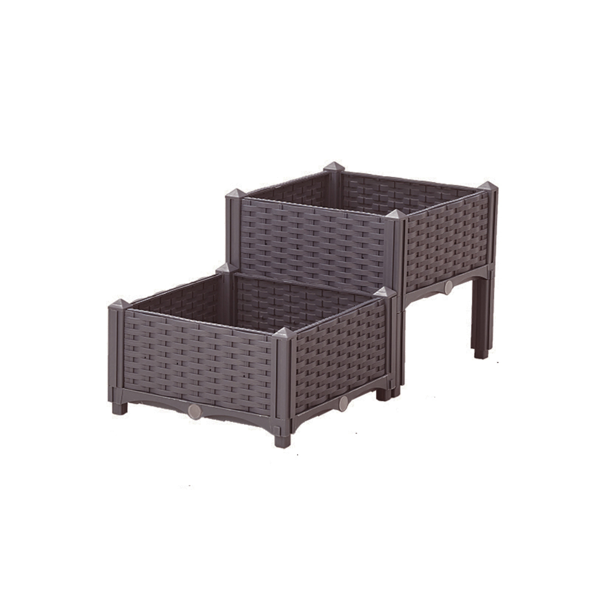 Bild 1 von HC Garten & Freizeit Hochbeet, ca. 40 x 40 x 38/15 cm & ca. 40 x 40 x 23/15 cm - Braun