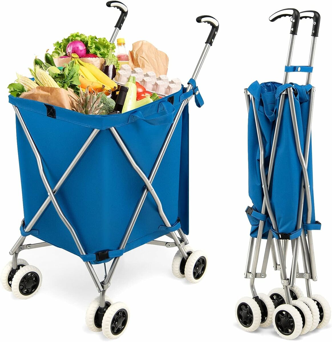 Bild 1 von COSTWAY Faltbarer Einkaufstrolley mit Rädern, Kapazität 90 L/55 kg