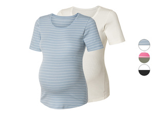 esmara® Damen Umstands-T-Shirts, 2 Stück, in modischer Ripp-Qualität