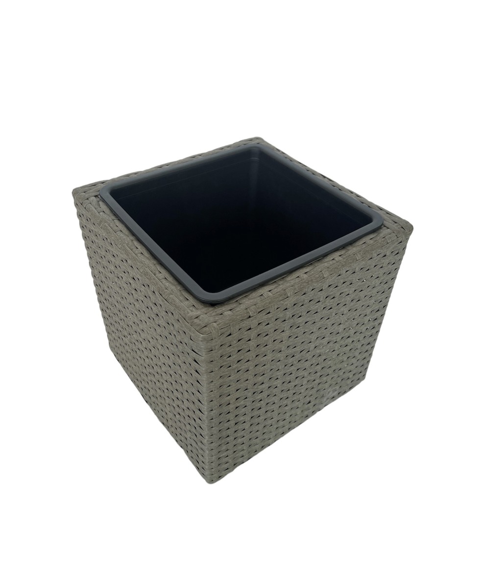 Bild 2 von HC Garten & Freizeit Blumentopf Rattan Optik mit Plastiktöpfen quadratisch