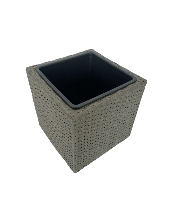 Bild 2 von HC Garten & Freizeit Blumentopf Rattan Optik mit Plastiktöpfen quadratisch