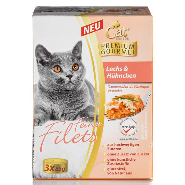 Bild 1 von Cat Bonbon Feine Filets, Lachs & Hühnchen, 3 x 85 gr.