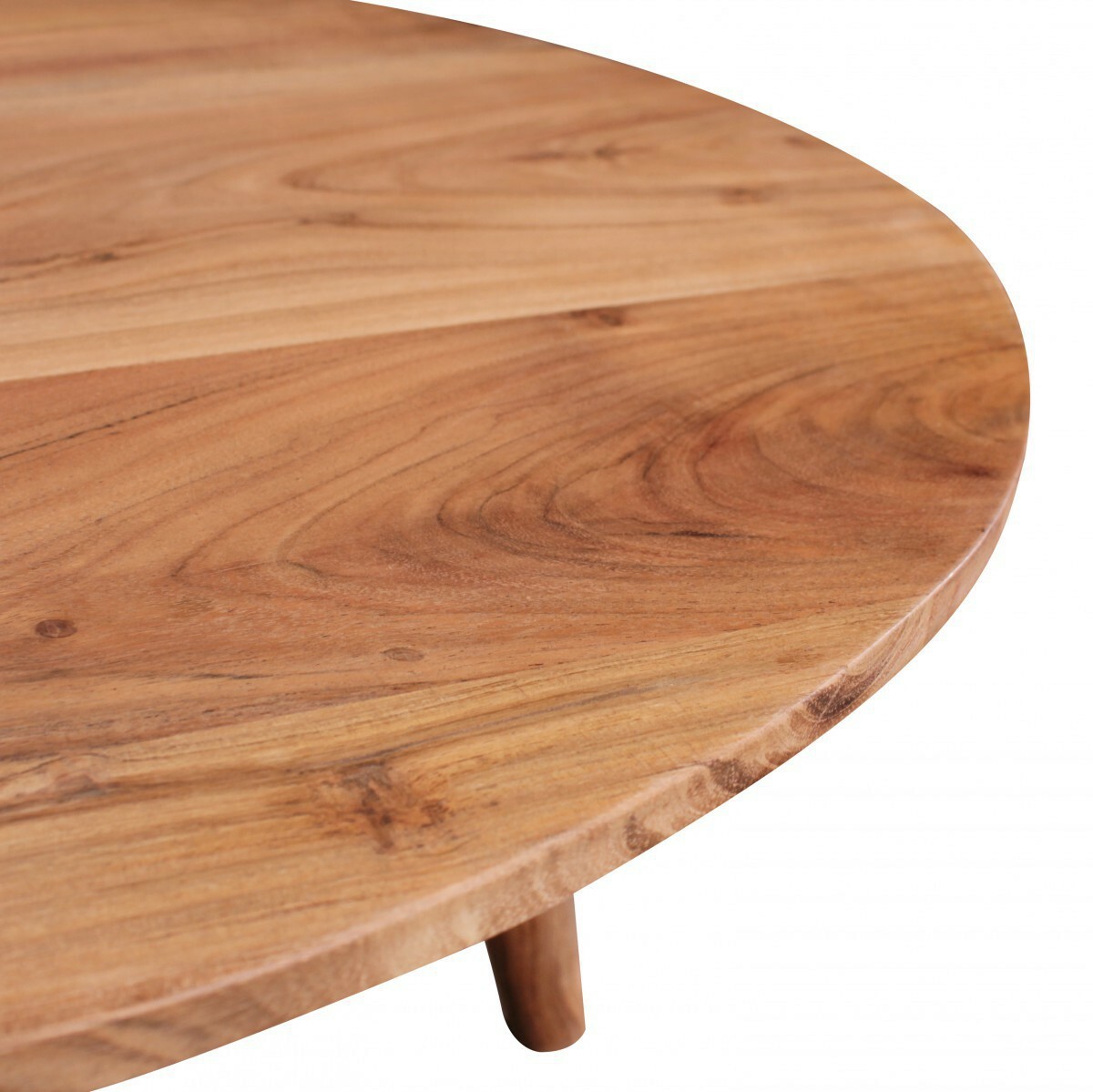 Bild 4 von WOHNLING Couchtisch Massivholz Akazie  Wohnzimmertisch rund Ø75 x 40 cm  Beistelltisch mit 4 Beine