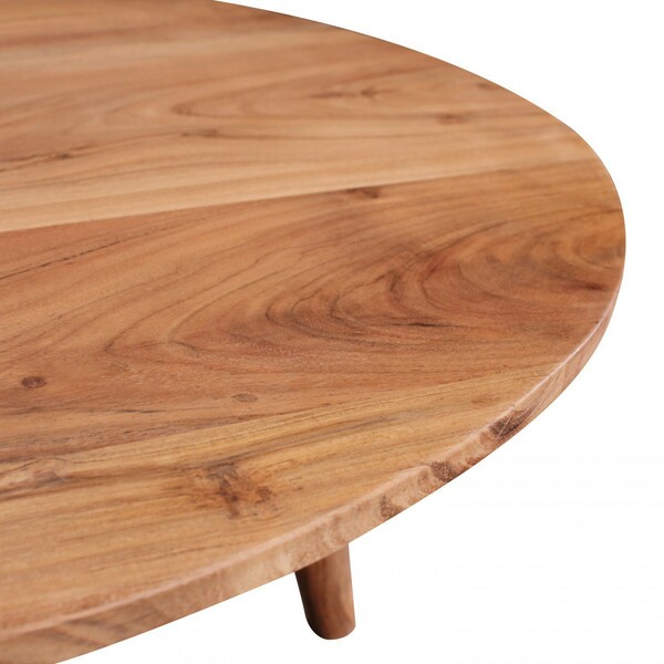 Bild 4 von WOHNLING Couchtisch Massivholz Akazie  Wohnzimmertisch rund Ø75 x 40 cm  Beistelltisch mit 4 Beine