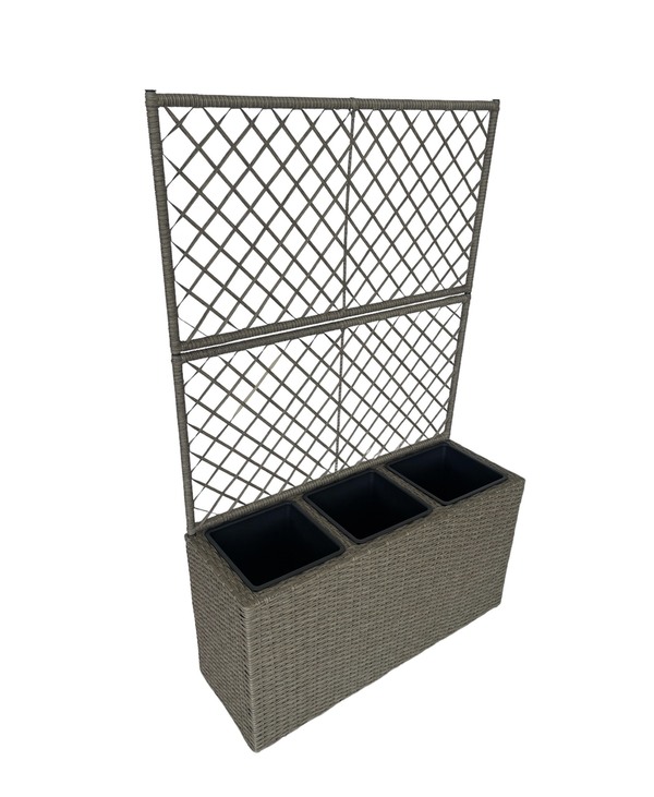Bild 2 von HC Garten & Freizeit Rattan Hochbeet aus Stahlgeflecht mit drei inneren Plastiktöpfen