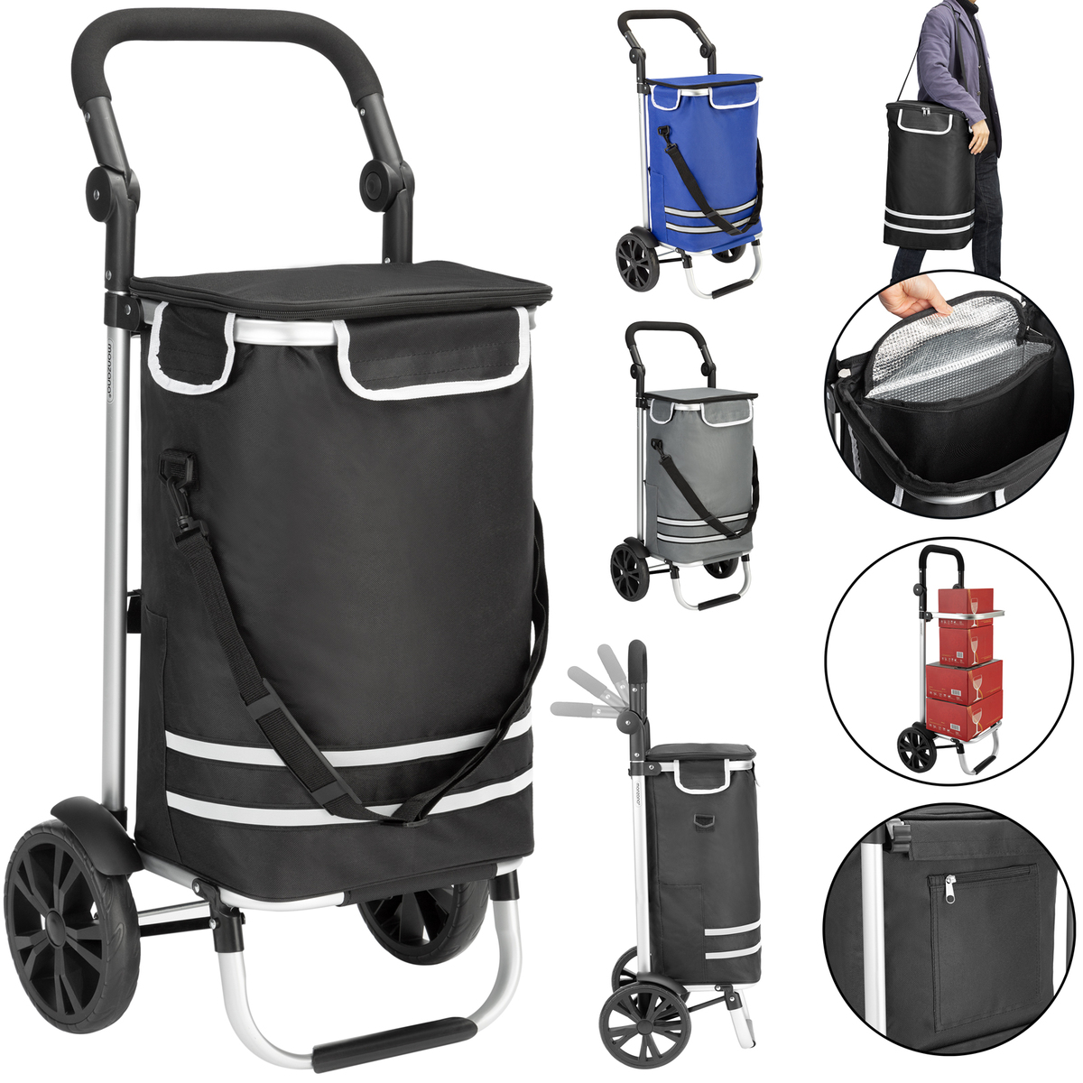 Bild 1 von monzana® Einkaufstrolley Alu 35l 54 x 31 x 24cm grau