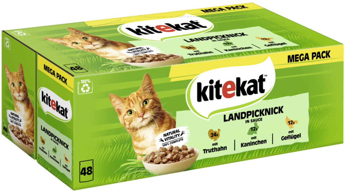 Bild 1 von KITEKAT™ Portionsbeutel Multipack Landpicknick in Sauce 3 Varietäten 48 x 85g