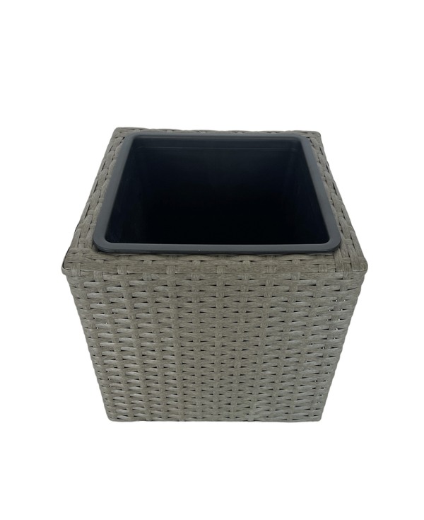 Bild 3 von HC Garten & Freizeit Blumentopf Rattan Optik mit Plastiktöpfen quadratisch
