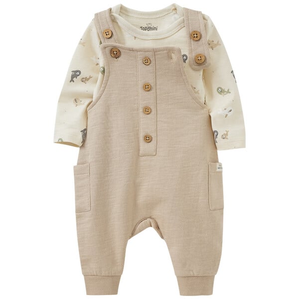 Bild 1 von Newborn Strampler und Body mit Bio-Baumwolle BEIGE / CREMEWEISS