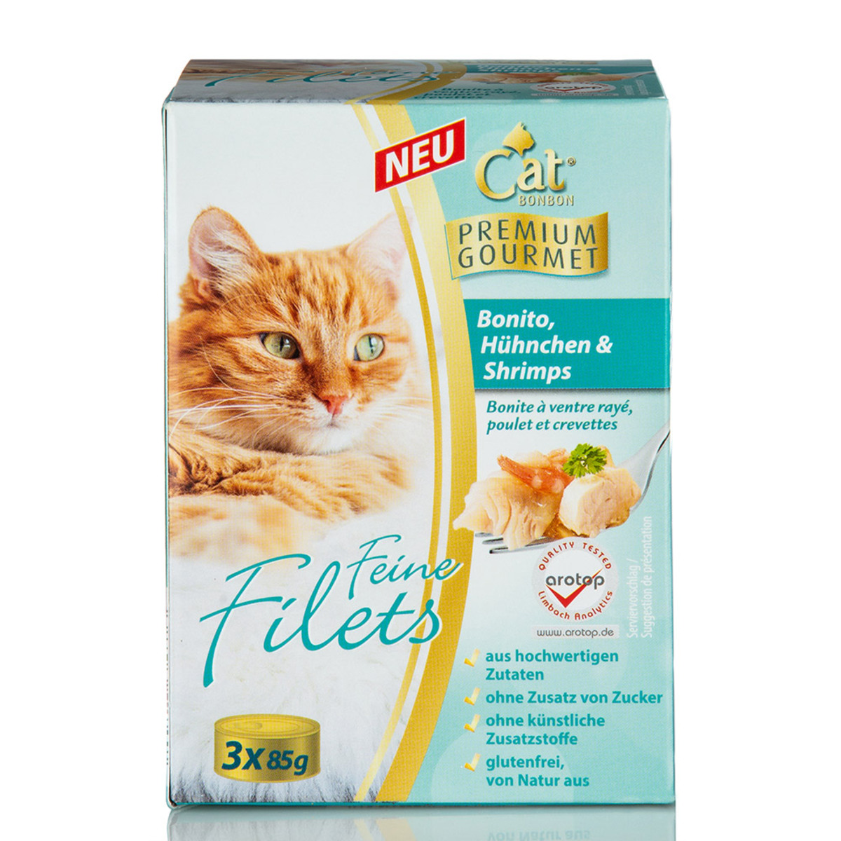 Bild 1 von Cat Bonbon Feine Filets, Bonito, Hühnchen & Shrimps, 3 x 85 gr.