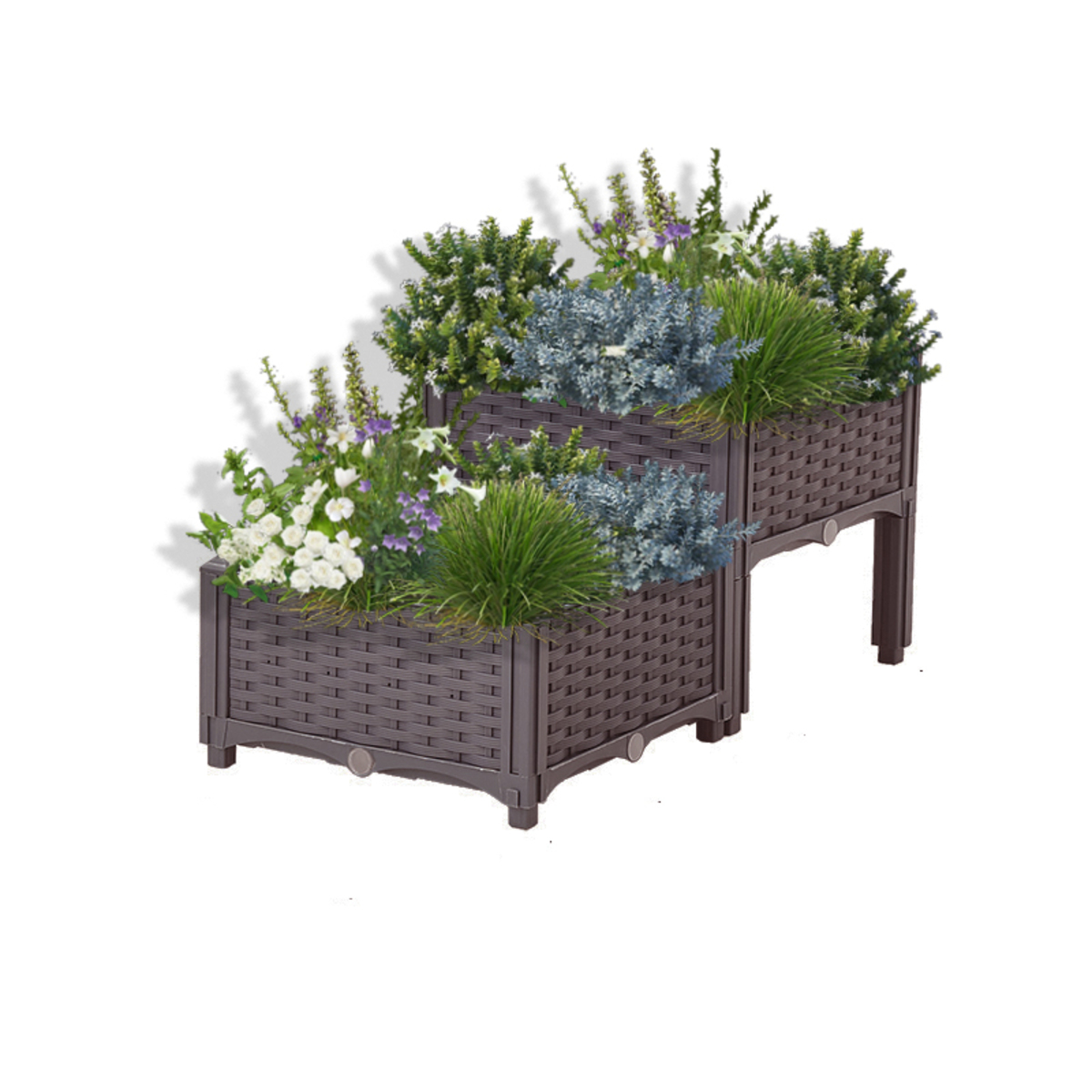 Bild 2 von HC Garten & Freizeit Hochbeet, ca. 40 x 40 x 38/15 cm & ca. 40 x 40 x 23/15 cm - Braun