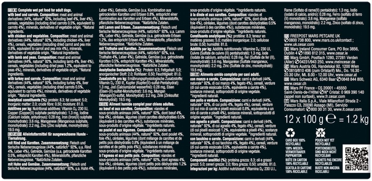 Bild 3 von CESAR Portionsbeutel Multipack Selektion in Sauce 4 Variationen 24 x 100g