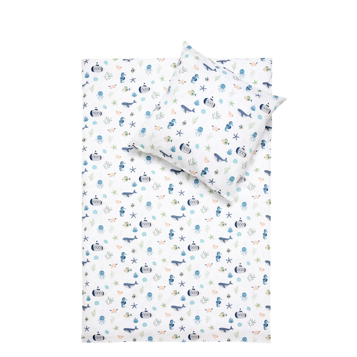 Bild 1 von Renforcé Baby Bettwäsche 100 x 135 cm BLAU / GRÜN / WEISS