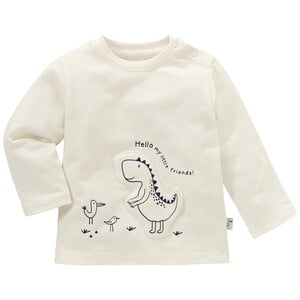 Newborn Langarmshirt mit Dino-Applikation WEISS