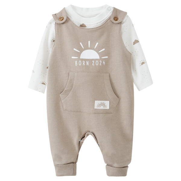 Bild 1 von Newborn Strampler und Langarmshirt Born 2024 BEIGE / CREMEWEISS