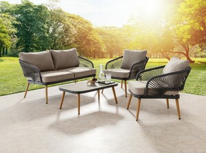 Homexperts Garten-Loungemöbel-Set 4tlg. Rope mit Polsterauflagen