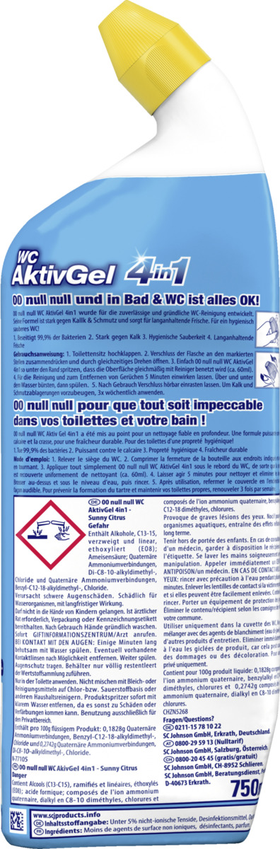 Bild 3 von 00 Null Null WC-Reiniger AktivGel 4in1 Sunny Citrus
