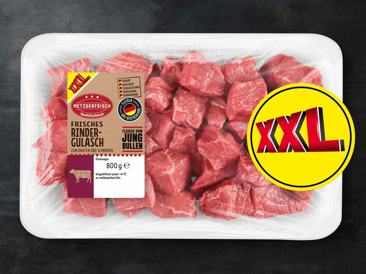 Bild 1 von Metzgerfrisch Frisches Rindergulasch XXL, 
         800 g