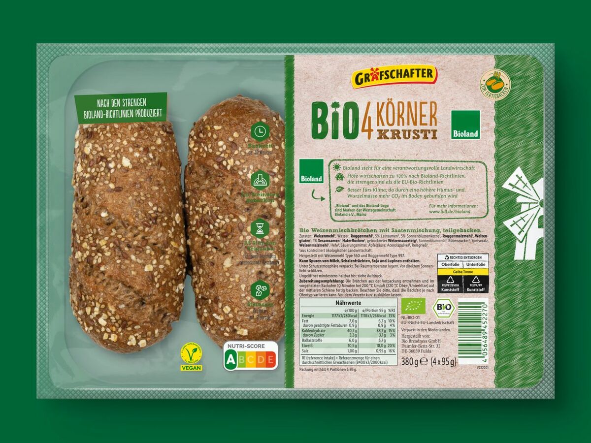 Bild 1 von Bioland Brötchen, 
         4x 90/4x 95 g
