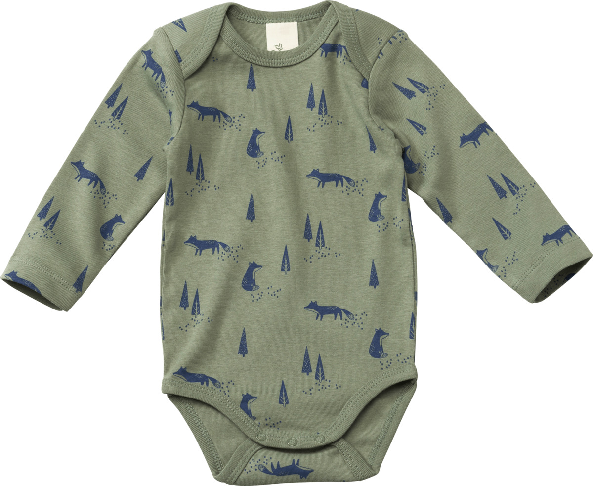 Bild 1 von ALANA Langarmbody mit Fuchs-Motiv, grün & blau, Gr. 74/80