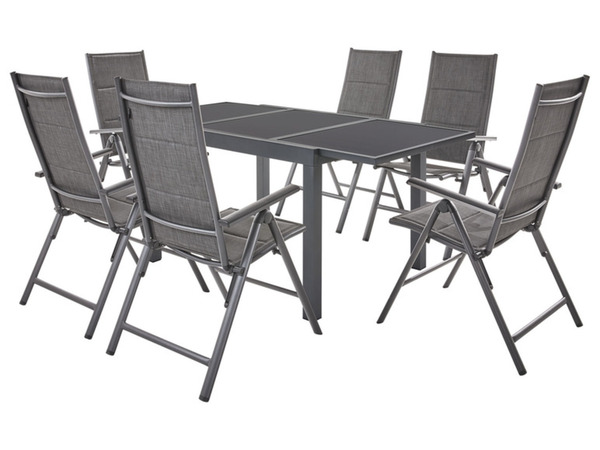 Bild 1 von LIVARNO home Alu Premium-Set »Toronto« 7-teilig - Ausziehtisch & 6 Hochlehner gepolstert, anthrazit