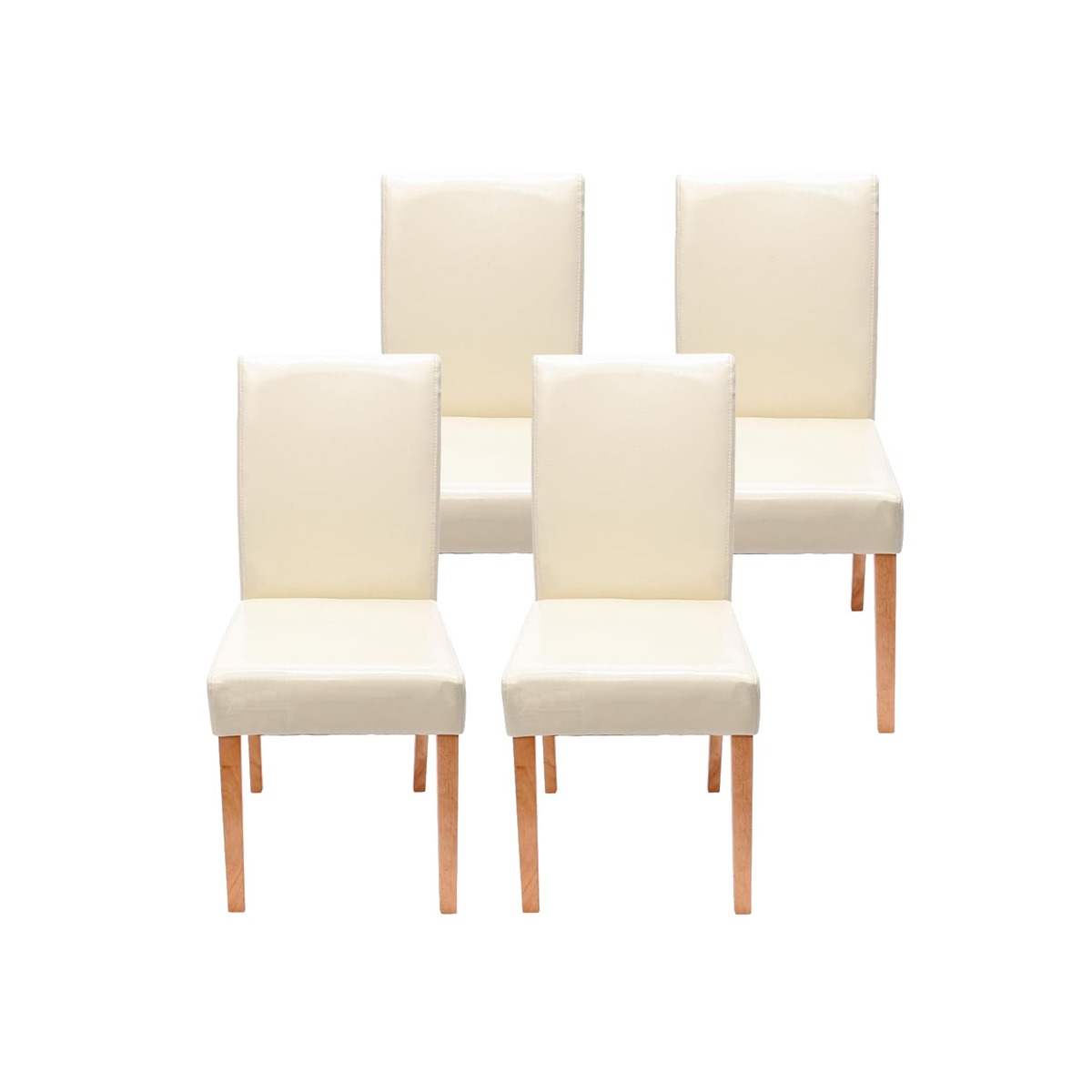 Bild 1 von 4er-Set Esszimmerstuhl Stuhl Küchenstuhl Littau ~ Kunstleder, creme helle Beine