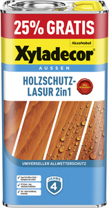 Xyladecor Holzschutzlasur 2in1 4+1L gratis nussbaum Aktionsgebinde 25% Gratis!