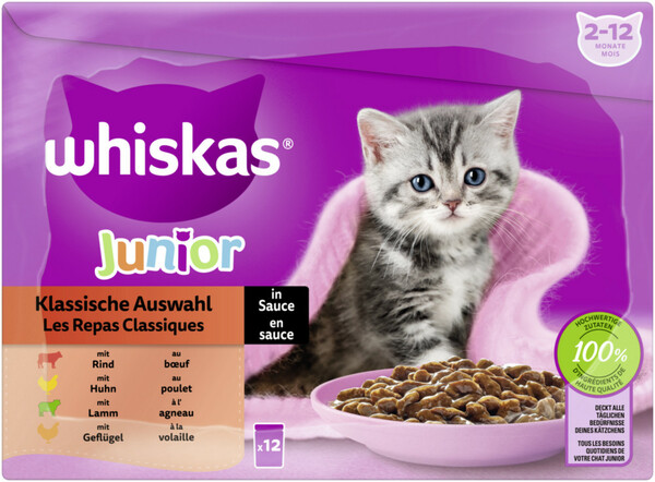 Bild 1 von Whiskas Multipack Junior Klassische Auswahl in Sauce 12x 85G