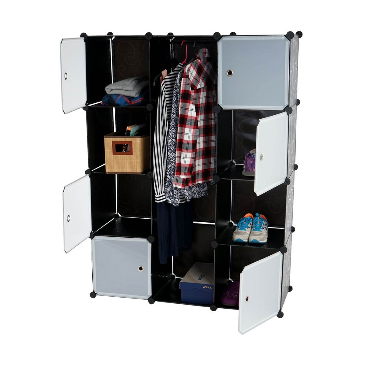 Bild 1 von Regalsystem Cairns T307, Steckregal Garderobe Kleiderschrank, 8 Boxen je 36x36x36cm schwarz