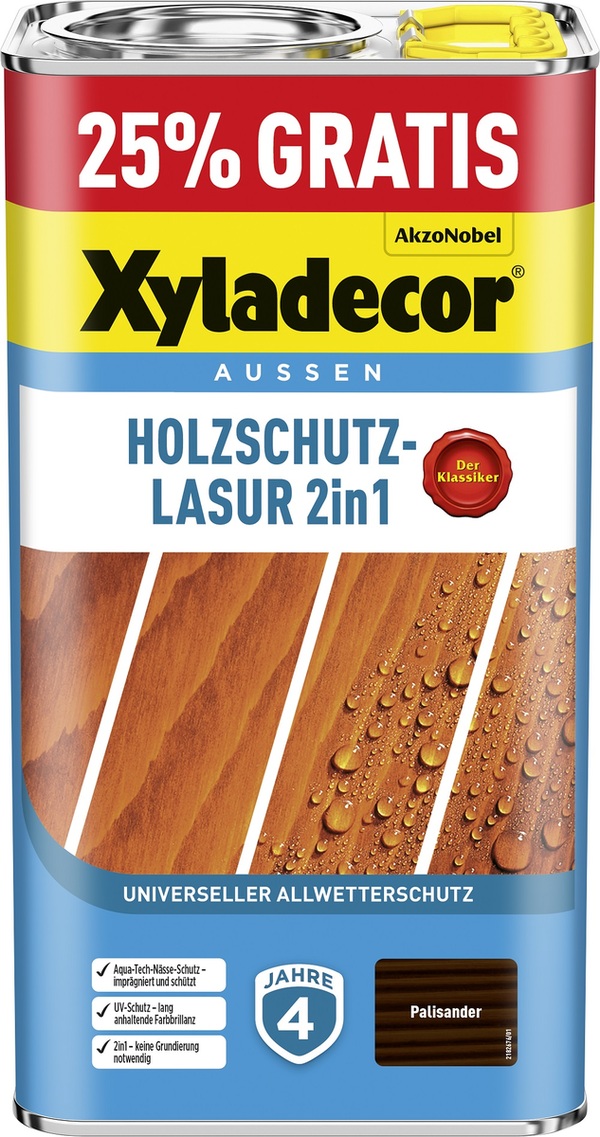 Bild 1 von Xyladecor Holzschutzlasur 2in1 4+1L gratis palisander Aktionsgebinde 25% Gratis!