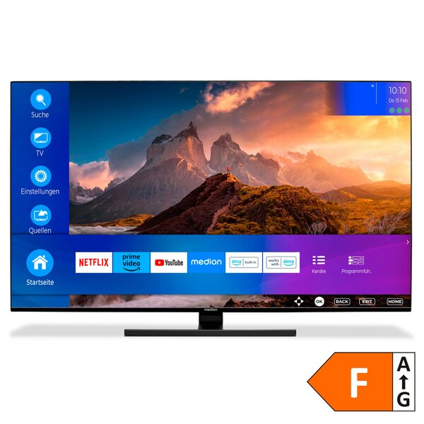Bild 1 von MEDION LIFE® X15528 (MD 30962) QLED Smart-TV, 138,8 cm (55'') Ultra HD Display + Soundbar Atmos (MD44022)  - ARTIKELSET