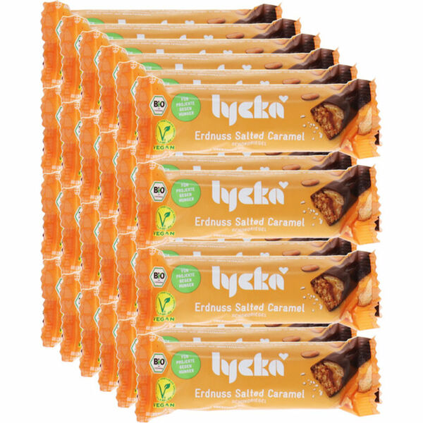 Bild 1 von Lycka BIO Schokoriegel Erdnuss Salted Caramel, 24er Pack